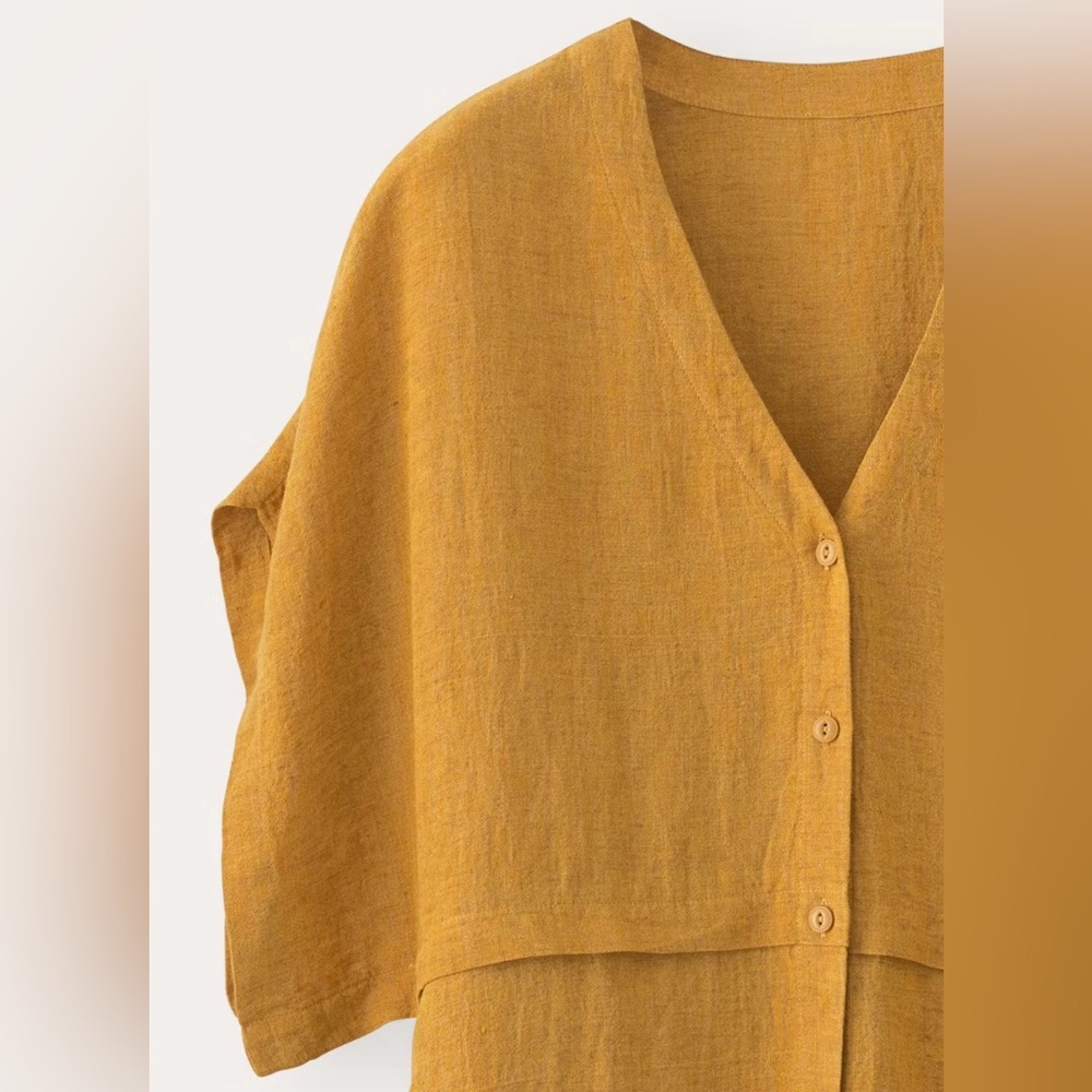 Poetry Fashion Honey Gold Linen Short-Sleeve Tunic Top, Size 8, NWT - Picture 8 of 16